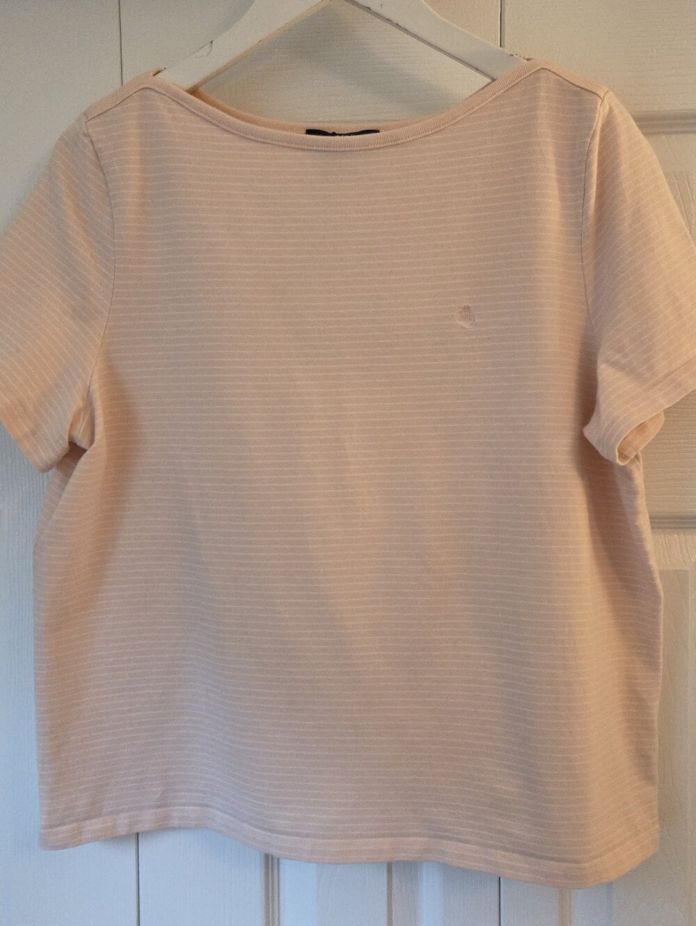 Ralph Lauren Pink Striped Boat Neck T-shirt